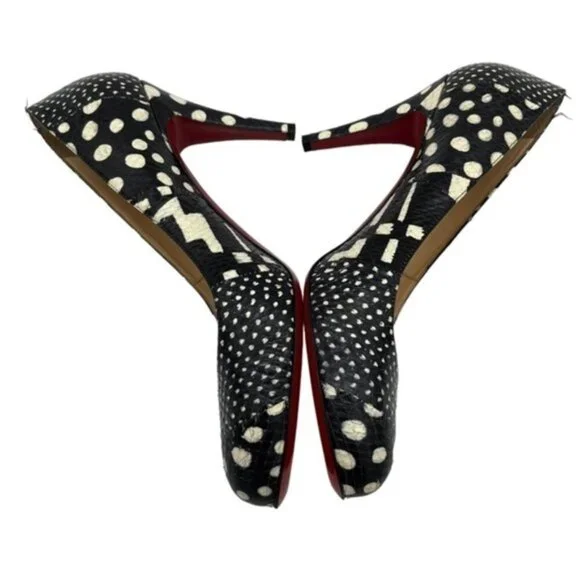 Christian Louboutin Spotter Pumps Watersnake Black White Snake Size 40.5 US 10.5 - Picture 3 of 9